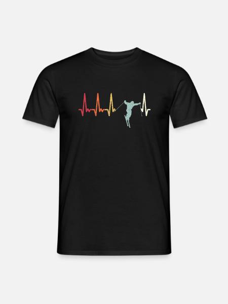 Retro Skifahrer Herzschlag Ski Rhythmus Skifahren - Männer T-Shirt - Schwarz