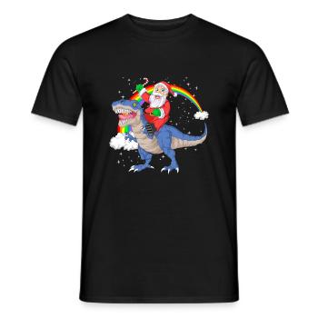 Weihnachtsmann reitet Trex Dinosaurier Weihnachten - Männer T-Shirt - Schwarz - Vorne - AI Model Male 178 light (178cm)