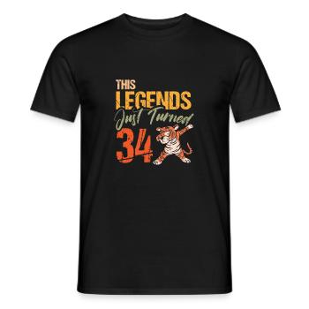 34. Geburtstag Tiger Katze Tiere Löwe Geschenk - Männer T-Shirt - Schwarz - Vorne - AI Model Male 178 light (178cm)