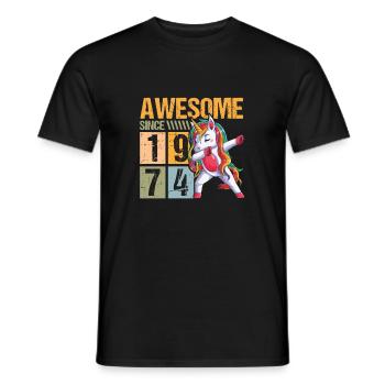 Birthday 1974 74 Unicorn Dab Vintage Gift - Men's T-Shirt - black - Front - AI Model Male 178 light (178cm)