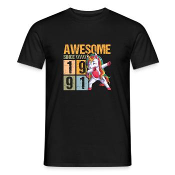 Birthday 1991 91 Unicorn Dab Vintage Gift - Men's T-Shirt - black - Front - AI Model Male 178 light (178cm)