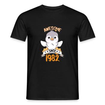 Anniversaire 1982 82 Penguin Penguins Cadeau - T-shirt homme - noir - Devant - AI Model Male 178 light (178cm)