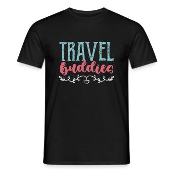 travel buddy - Men's T-Shirt - black - Front - AI Model Male 178 light (178cm)