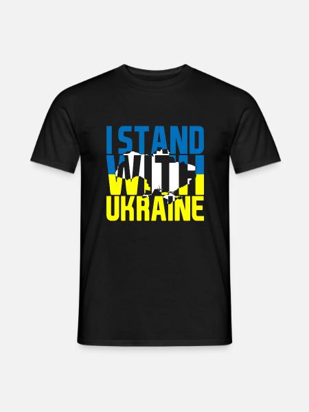 I Stand With Ukraine Landkarte Ukraine - Männer T-Shirt - Schwarz