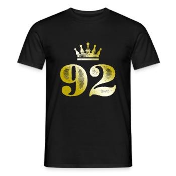 92 Zahl Krone Gold - Männer T-Shirt - Schwarz - Vorne - AI Model Male 178 light (178cm)
