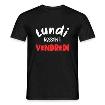 lundi ressenti vendredi - humour - T-shirt homme - noir - Devant - AI Model Male 178 light (178cm)
