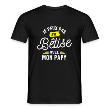 je peux pas j ai bêtise avec mon papy - T-shirt homme - noir - Devant - AI Model Male 178 light (178cm)