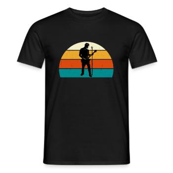 Vintage Retro Sunset Karaoke singing Sunrise - Men's T-Shirt - black - Front - AI Model Male 178 light (178cm)