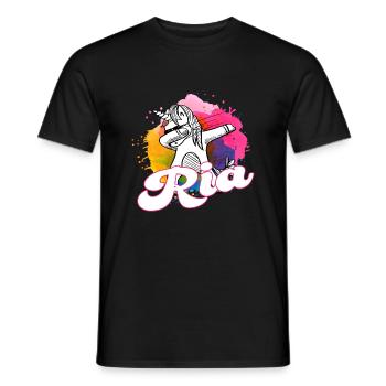 RIA - Beau nom avec licorne dabbing - T-shirt homme - noir - Devant - AI Model Male 178 light (178cm)