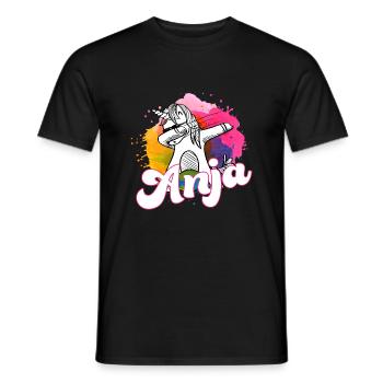 ANJA - Beau nom avec licorne dabbing - T-shirt homme - noir - Devant - AI Model Male 178 light (178cm)