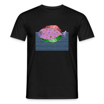 Poisson - T-shirt homme - noir - Devant - AI Model Male 178 light (178cm)