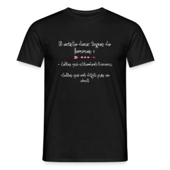 Deux types de femmes px - T-shirt homme - noir - Devant - AI Model Male 178 light (178cm)