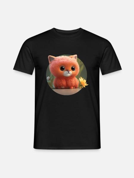 Blumenkatze - Männer T-Shirt - Schwarz