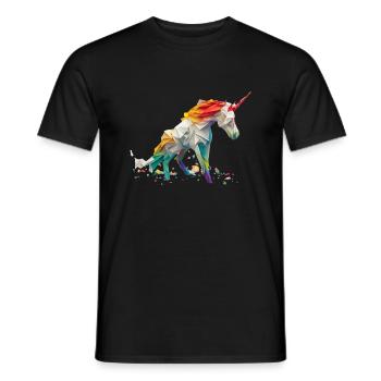 Origami Geometrie Einhorn bunt modern arty - Männer T-Shirt - Schwarz - Vorne - AI Model Male 178 light (178cm)
