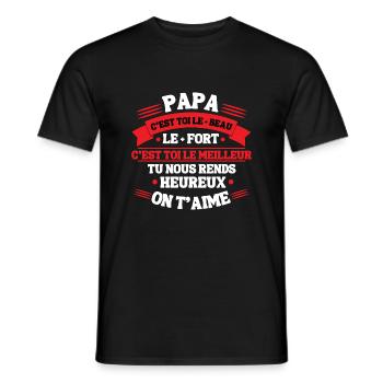 Papa c'est toi le +beau le+ for - T-shirt homme - noir - Devant - AI Model Male 178 light (178cm)