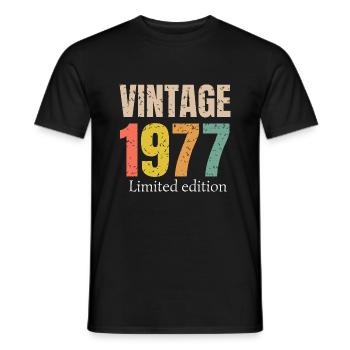Jahrgang 1977 Limitierte Auflage - Männer T-Shirt - Schwarz - Vorne - AI Model Male 178 light (178cm)
