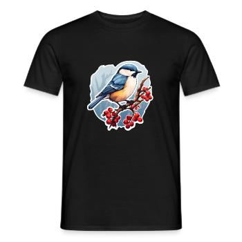 Tannenmeise im Winter - Männer T-Shirt - Schwarz - Vorne - AI Model Male 178 light (178cm)