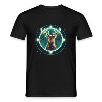 Cerf dans l’ornement de Noël, cerfs d’amour - T-shirt homme - noir - Devant - AI Model Male 178 light (178cm)