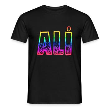 Ali R's Rainbow - Men's T-Shirt - black - Front - AI Model Male 178 light (178cm)
