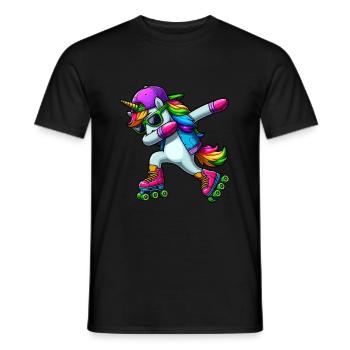 DABBING LICORNE SUR PATINS À ROUES ALIGNÉES - T-shirt homme - noir - Devant - AI Model Male 178 light (178cm)