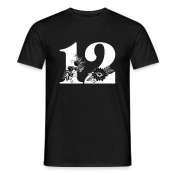 Numéro 12 floral noir -12e anniversaire floral - T-shirt homme - noir - Devant - AI Model Male 178 light (178cm)