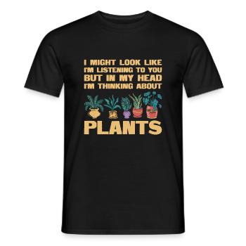Dans mes pensées avec mes plantes - T-shirt homme - noir - Devant - AI Model Male 178 light (178cm)