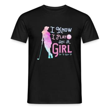 Je sais que je joue comme une fille Essaie de suivre le golf Go - T-shirt homme - noir - Devant - AI Model Male 178 light (178cm)