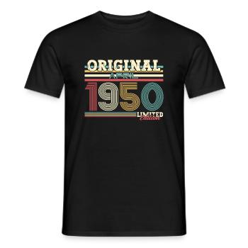 75th Birthday Legend March Born in 1950 - Men's T-Shirt - black - Front - AI Model Male 178 light (178cm)