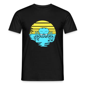 Oktopus Meer Sonnenuntergang Strand Urlaub Linien - Männer T-Shirt - Schwarz - Vorne - AI Model Male 178 light (178cm)
