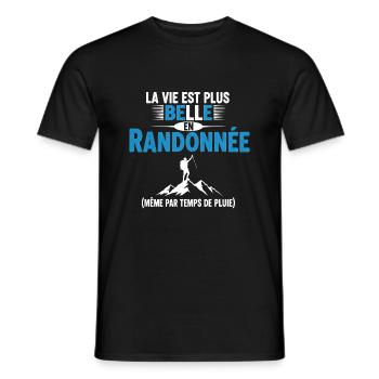 Das Leben ist schöner im Wandern Humor Geschenk - Männer T-Shirt - Schwarz - Vorne - AI Model Male 178 light (178cm)