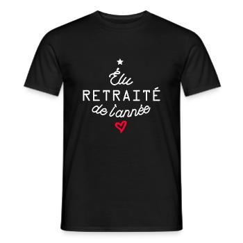 Élu retraité de l'année / humour retraite - T-shirt homme - noir - Devant - AI Model Male 178 light (178cm)