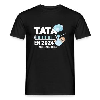 Annonce Grossesse Originale Future Tata En 2024 - T-shirt homme - noir - Devant - AI Model Male 178 light (178cm)