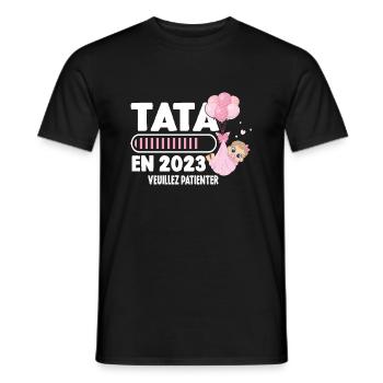 Annonce Grossesse Originale Future Tata En 2023 - T-shirt homme - noir - Devant - AI Model Male 178 light (178cm)