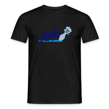 Umstoßen Blumenvase freche Katze - Männer T-Shirt - Schwarz - Vorne - AI Model Male 178 light (178cm)