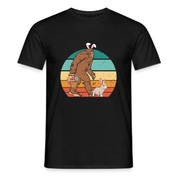 Vintage Easter Bigfoot Rabbit Easter Sasquatch - Men's T-Shirt - black - Front - AI Model Male 178 light (178cm)
