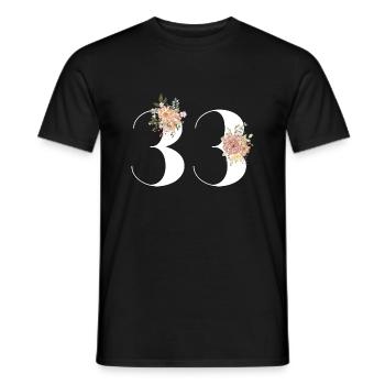 33rd anniversary flowers (Gift of 33 years) - Men's T-Shirt - black - Front - AI Model Male 178 light (178cm)