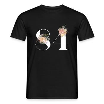84th Anniversary Flowers (Gift of 84 years) - Men's T-Shirt - black - Front - AI Model Male 178 light (178cm)