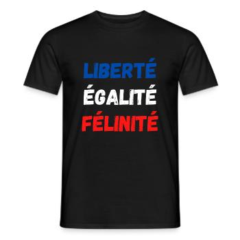 Liberté égalité félinité - T-shirt homme - noir - Devant - AI Model Male 178 light (178cm)