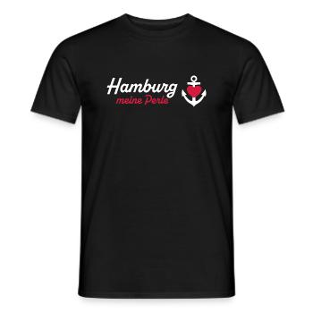 Hamburg Perle weiß - Männer T-Shirt - Schwarz - Vorne - AI Model Male 178 light (178cm)