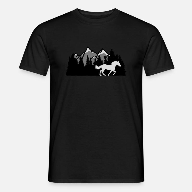 Berge Wald Natur Pferd - Männer T-Shirt - Schwarz