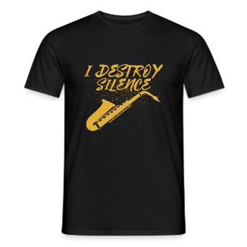 Je détruis le saxophoniste silencieux saxophoniste - T-shirt homme - noir - Devant - AI Model Male 178 light (178cm)