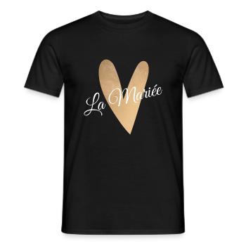 La mariée coeur doré - T-shirt homme - noir - Devant - AI Model Male 178 light (178cm)