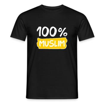 100% musulman - musulmans - islam - T-shirt homme - noir - Devant - AI Model Male 178 light (178cm)