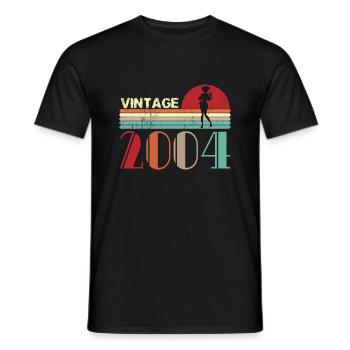Vintage retro sunset 2004 birthday gift - Men's T-Shirt - black - Front - AI Model Male 178 light (178cm)