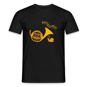 Funny shirt french horn musical instrument - Men's T-Shirt - black - Front - AI Model Male 178 light (178cm)