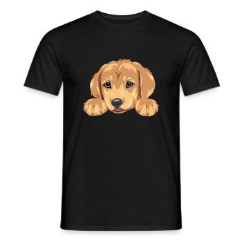 Niedlicher Golden Retriever Welpenkopf - Männer T-Shirt - Schwarz - Vorne - AI Model Male 178 light (178cm)