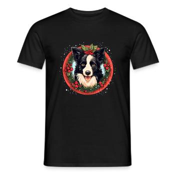 Border Collie Hund Weihnachten, Liebeshunde - Männer T-Shirt - Schwarz - Vorne - AI Model Male 178 light (178cm)