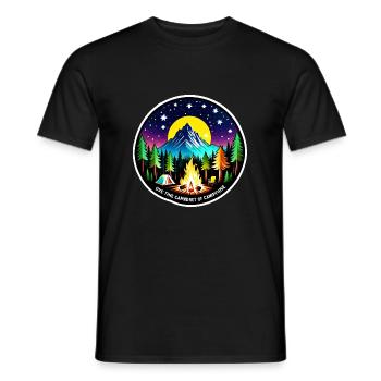 Camping, tent and campfire - Men's T-Shirt - black - Front - AI Model Male 178 light (178cm)