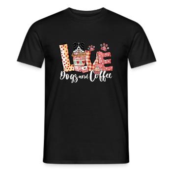 Border Collie Dog Coffee Lover Valentines Day - Men's T-Shirt - black - Front - AI Model Male 178 light (178cm)