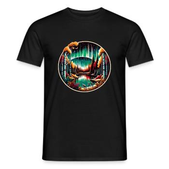 Nordic Wilderness & Northern Lights - Vikings - Men's T-Shirt - black - Front - AI Model Male 178 light (178cm)